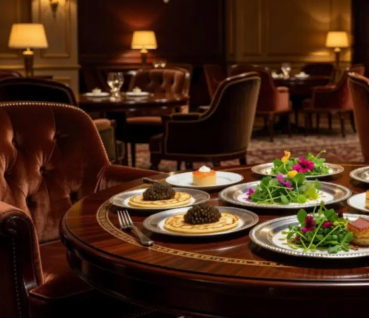 Finger food raffinée servie dans un casino lounge luxueux