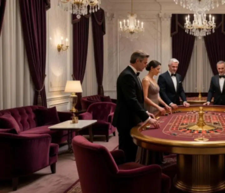 Salon privé du restaurant-casino préparé pour une soirée événementielle
