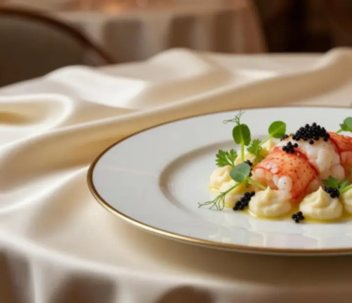 Plat gastronomique iconique avec dressage contemporain